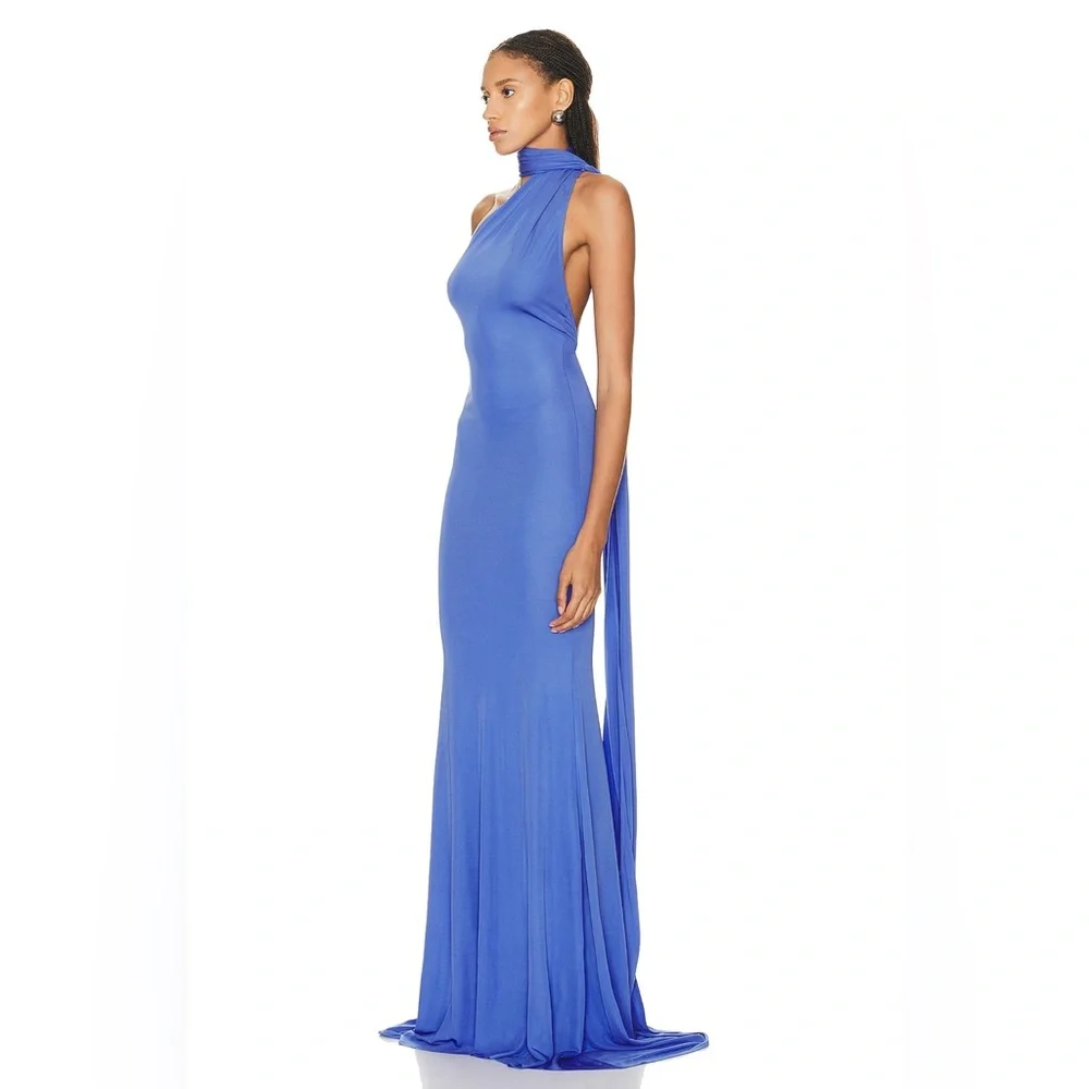 Alex Perry Elegant Blue One-Shoulder Dress - Picture 3 of 4